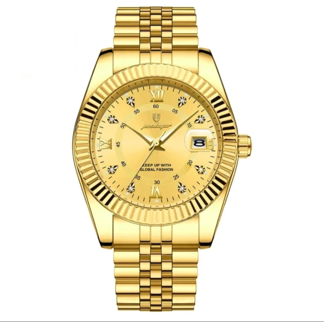 Luxury Two-Tone Men's Watch – Waterproof, Luminous, Stainless Steel Design