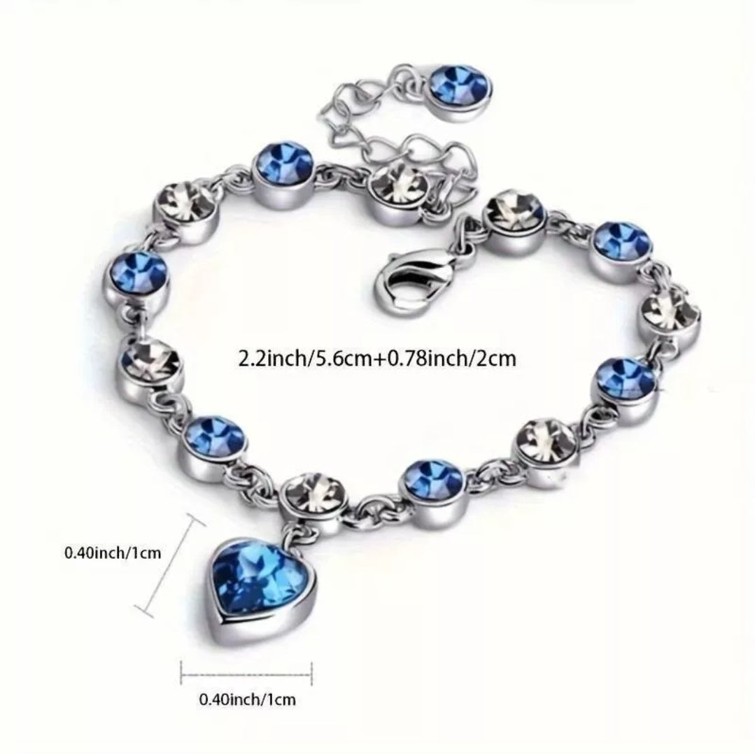 Heart-of-the-Ocean Blue Crystal Silver Bracelet