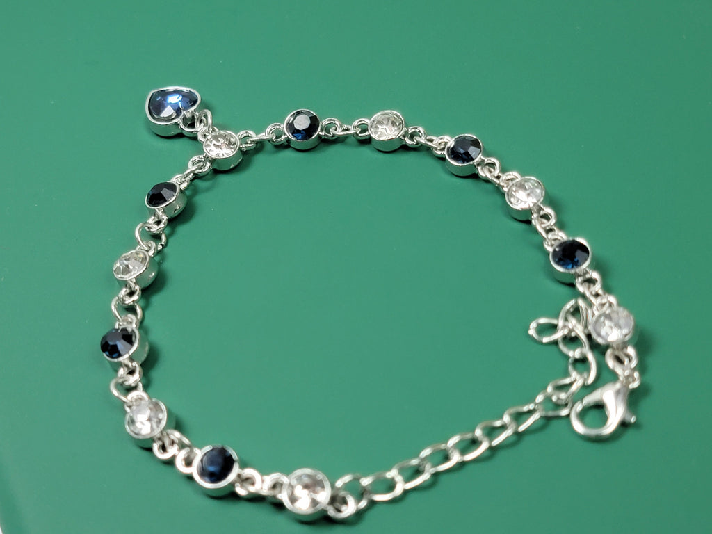 Heart-of-the-Ocean Blue Crystal Silver Bracelet