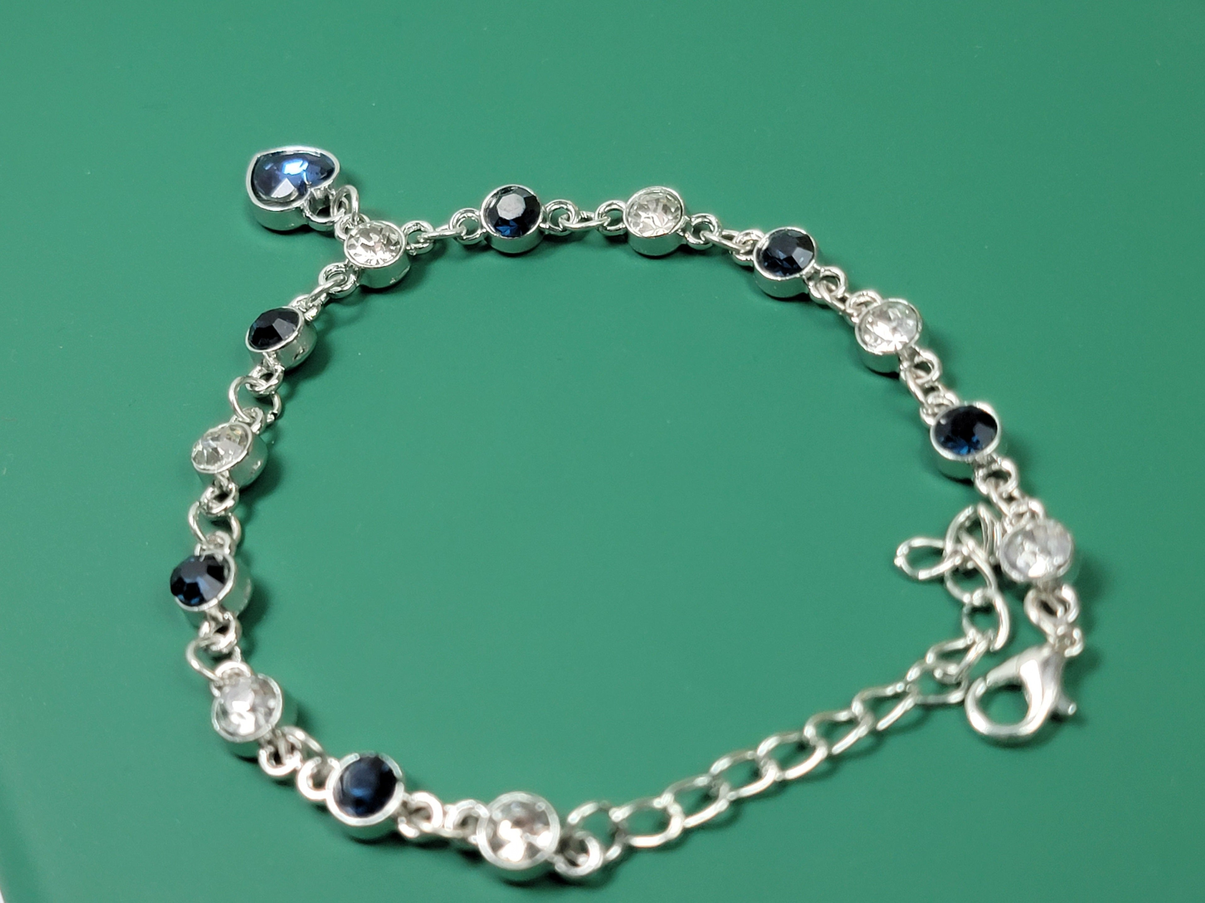 Heart-of-the-Ocean Blue Crystal Silver Bracelet