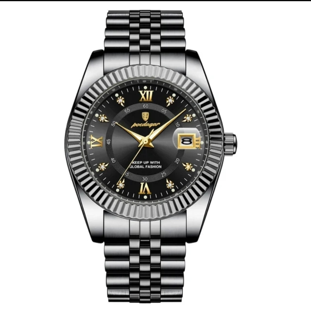 Luxury Two-Tone Men's Watch – Waterproof, Luminous, Stainless Steel Design