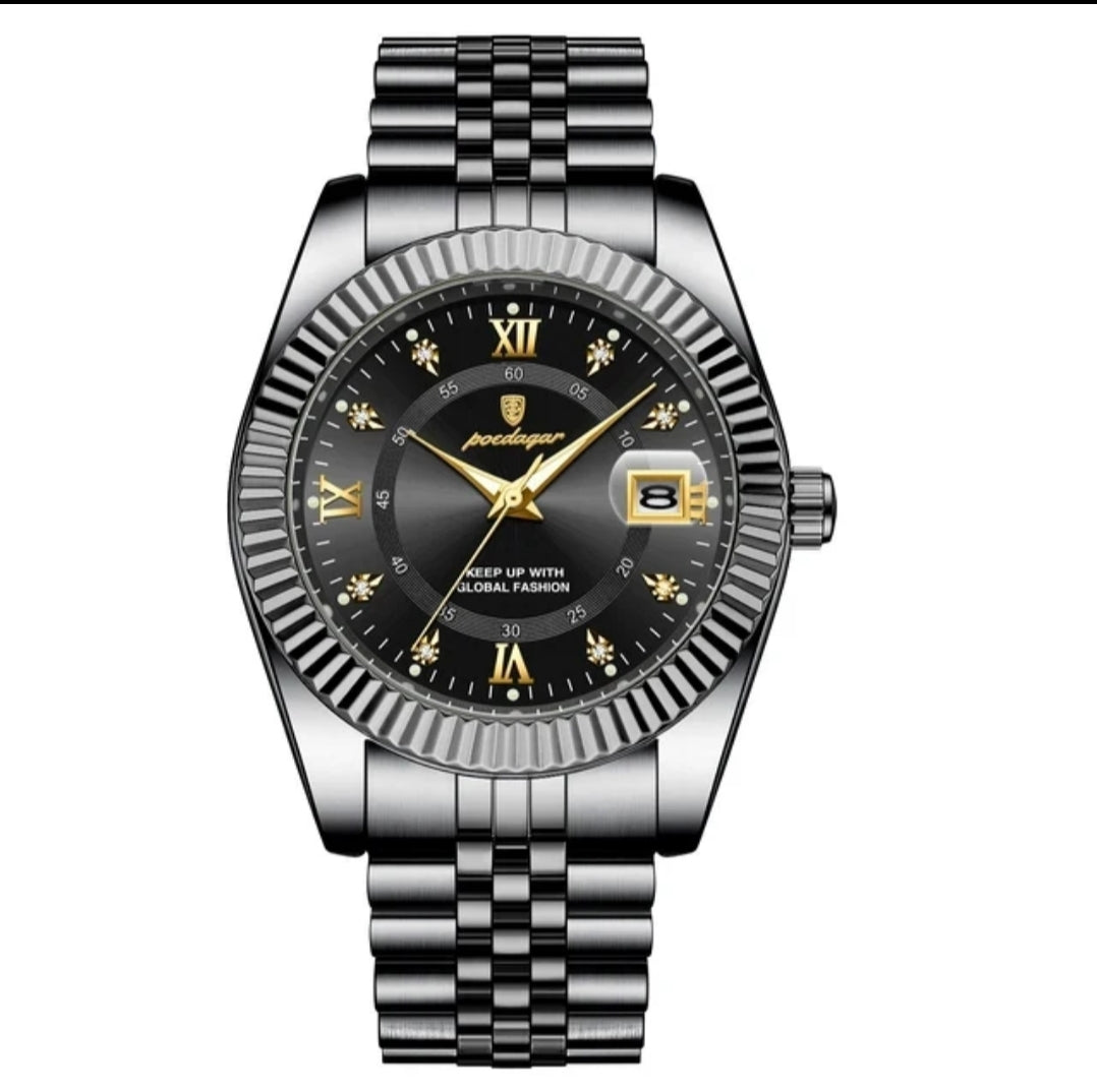 Luxury Two-Tone Men's Watch – Waterproof, Luminous, Stainless Steel Design